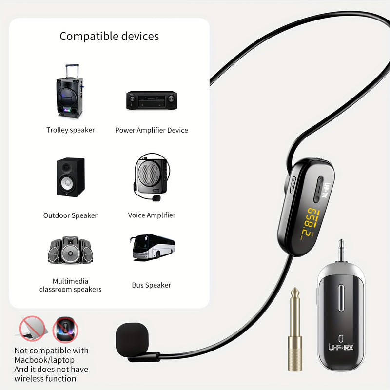 JYX U-200 sistema de micrófono inalámbrico para auriculares adecuado para uso único, carga USB apto para enseñanza de fitness, altavoz maestro y amplificador de sonido