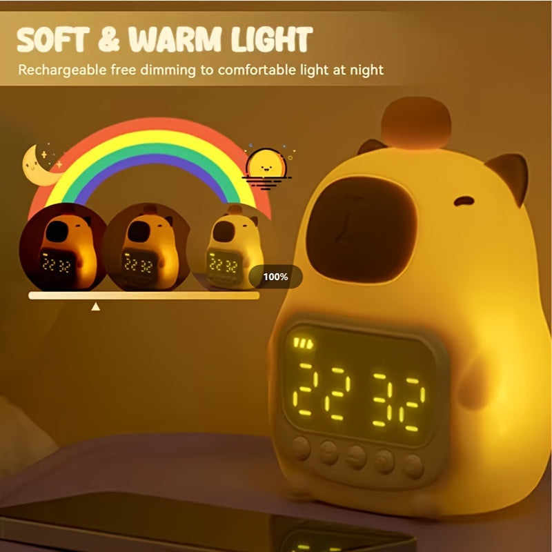 Reloj Despertador LED de Delfín Lindo de 1 Pieza con Luz Nocturna, Pantalla Dual 12/24H, Función de Repetición, Recargable por USB - Perfecto para Decoración de Dormitorio y Regalos