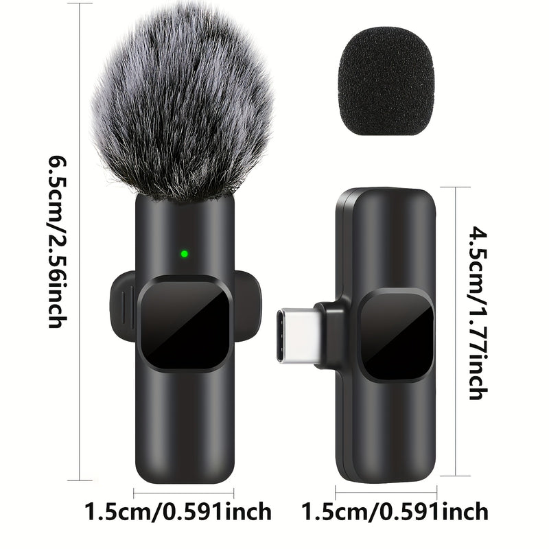 Microfono Lavalier sin varillas con 10 Receptores de Audio, USB-C y Funcionalidad Inalámbrica, Doble Micrófonos, Incluye Pantalla Antiviento, Cancelación de Ruido, Ideal para Streaming, Podcasting y Grabación de Video