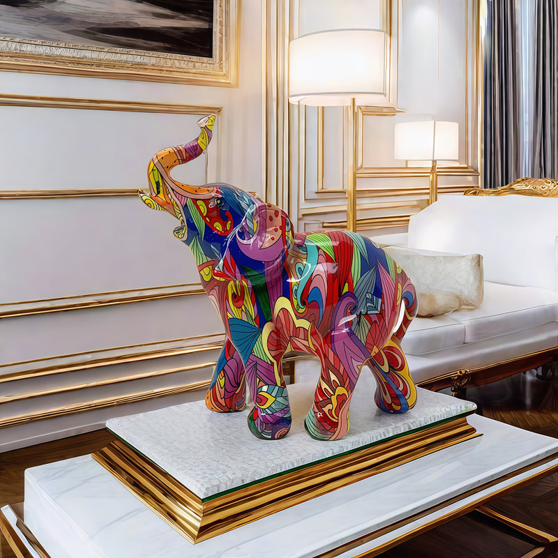 1pc Estatua de resina de elefante colorida, decoración versátil para el hogar para la sala de estar, el soporte de TV, el estudio, la oficina - Ideal para Navidad, Acción de Gracias, Año Nuevo, Día de San Valentín, celebraciones univer