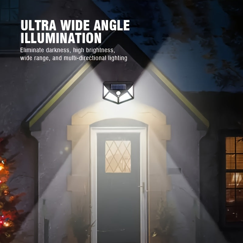3pcs/6pcs/Luces Solares Exteriores 100 LED Super Ahorro de Energía, Luz de Seguridad con Sensor de Movimiento, Aplique de Pared con Alcance de 270°, Luces Solares Inalámbricas con 3 Modos para Jardín, Césped, Patio, Valla y Entrada