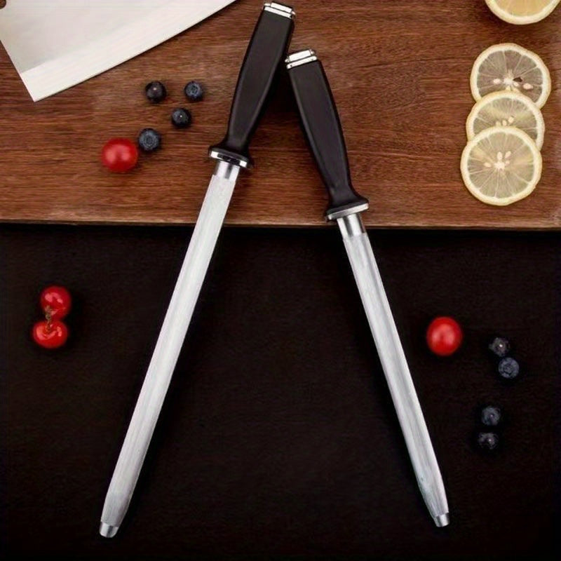 Afilador de Cuchillos Duradero de Acero al Carbono - Herramienta de Cocina Compacta de 12 Pulgadas con Varilla de Afilado Plana para un Afilado Fácil, Rápido y Sin Batería
