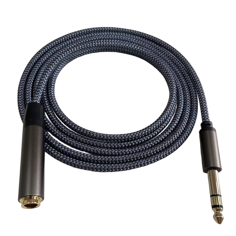 Cable de extensión para audífonos estéreo de 6.35 mm, conector macho a hembra de 1/4" dorado, diseño trenzado duradero, flexible y sin enredos, ideal para equipos de audio y guitarra