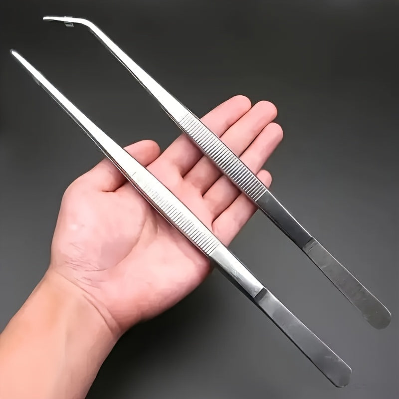 2pcs Pinzas de Acero Inoxidable - Puntas Curvas y Rectas, Empuñadura Ergonómica de Precisión para Jardinería, Cultivo de Suculentas, Arte del Té, Plantas Acuáticas - Herramientas Multiusos Duraderas para el Hogar & Aficionados, Pinzas de Jardín, Acabado