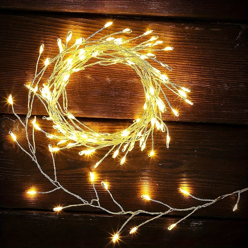 1 pieza, Luz Cálida de Fuegos Artificiales con 100 LED, Cadena de Luces con Cable USB y Alambre de Cobre, Luces de Fuegos Artificiales para Fiesta Interior, Navidad, Árbol de Navidad, para Acción de Gracias