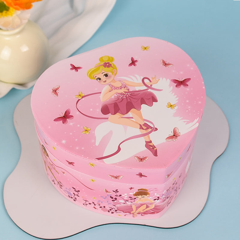 Caja de música de madera con forma de corazón, estilo glamuroso, figura decorativa, sin necesidad de pilas, para regalos de cumpleaños y almacenamiento para mujeres.