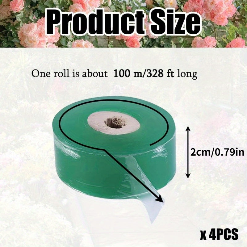 4 piezas de Cinta Autoadhesiva para Injerto de Plantas - Cinta Transparente Estirable de PVC para Vivero y Ramas de Árboles y Plántulas | Duradera, Sin Necesidad de Herramientas, Resistente al Clima