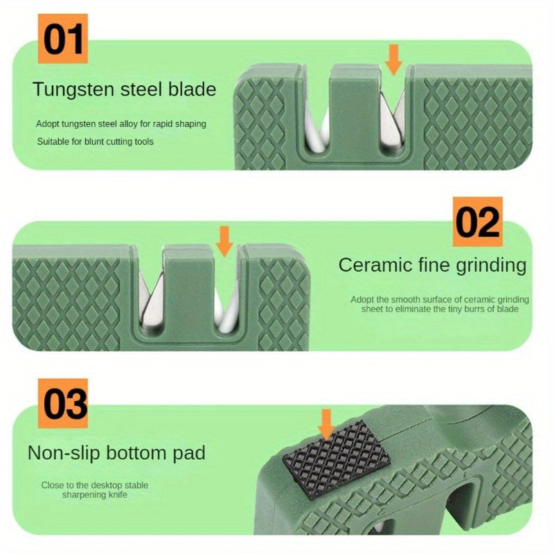 Afilar cuchillos portátiles de doble cara - Herramienta de cocina multifuncional manual para afilar cuchillos y frutas, material PP duradero, sin carga, no necesita batería, accesorios de cocina