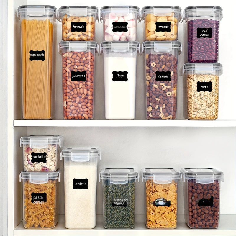 Juego de 5/9 Recipientes Herméticos para Almacenamiento de Alimentos con Tapas, Contenedores de Plástico Libres de BPA para Organización y Almacenamiento en Despensa de Cocina, Aptos para Lavavajillas, Incluye Etiquetas y Bolígrafo Marcador