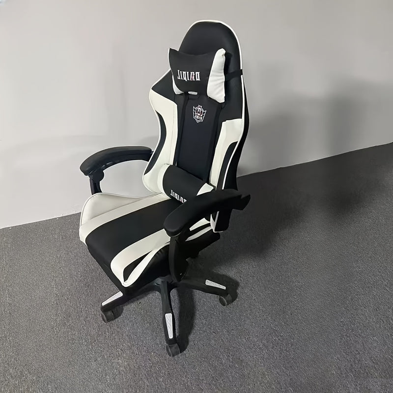 Silla ergonómica para juegos con cojín de látex y relleno de esponja, respaldo ajustable, marco de nailon resistente, mecanismo giratorio, material de madera dura y vidrio, apoyabrazos, para uso en el hogar y la oficina.