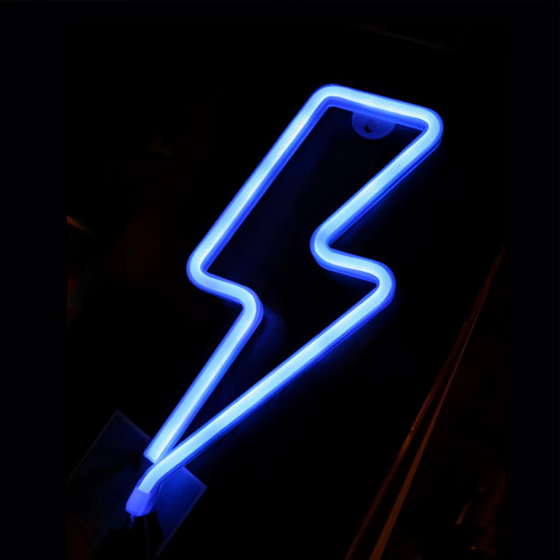 1pc Luz de neón relámpago, luz decorativa LED de doble alimentación por USB o batería, material plástico para colgar en la pared con control de interruptor, adecuada para salas de juegos, bares, fiestas, regalo de cumpleaños