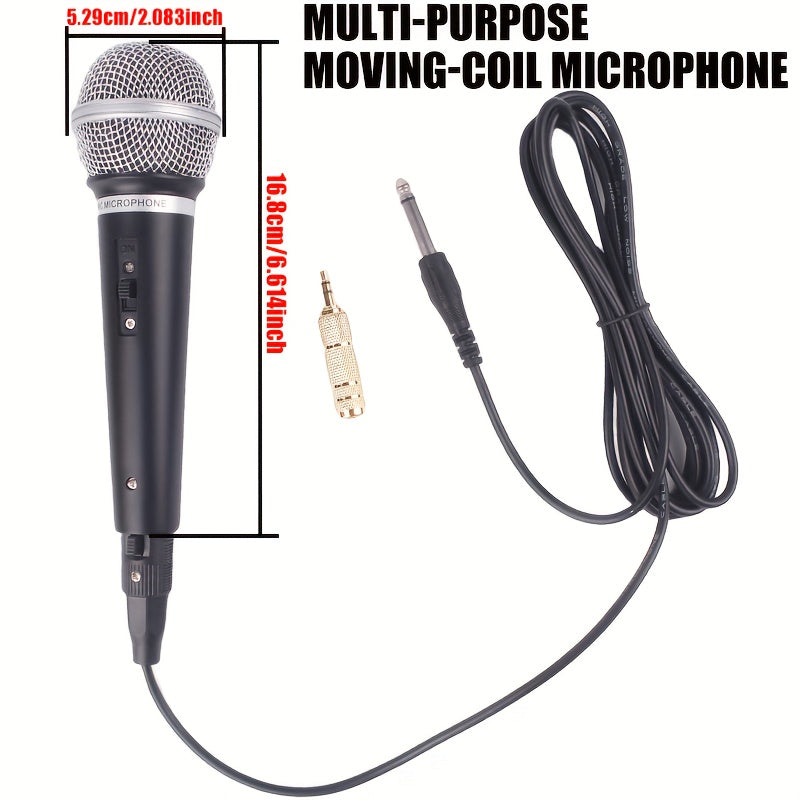 Black Wired Professional Dynamic Microphone, Handheld Dynamic Mic for Portable Speakers, Compatible with 6.35Mm/0.64cm Plug, Includes 3.5Mm/0.35cm Adapter, Suitable for Electronic Keyboards, Home KTV Sound Systems, Musical Instruments, Amplifiers, Mixing