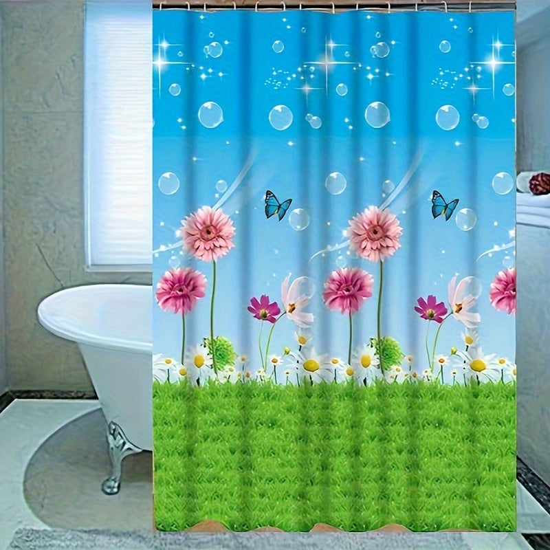 Cortina de Ducha de Baño PEVA, Impermeable, Anti-manchas, Sin Necesidad de Perforar, 12 Ganchos para Cortina de Ducha Gratis