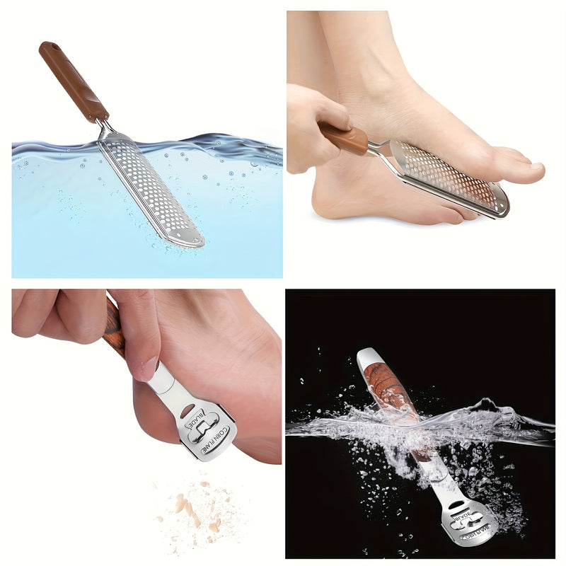 Juego de caja de hierro, herramientas exquisitas para ducha y pies, empaque de alta calidad en acero inoxidable, kit para los pies, raspador de talones, herramientas para cuidado del pie