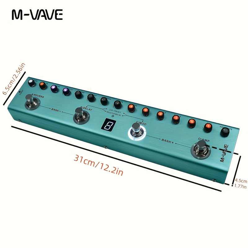 TM-VAVE TANK-G Pedal de Efectos Digitales Profesionales para Guitarra - Verde Oscuro, 36 Preseleccionables con Delay/Reverb/Carga IR, Afinador Integrado, Batería Recargable de 3000mAh, Alimentación USB/Batería para Creación Musical y Presentaciones en Vi