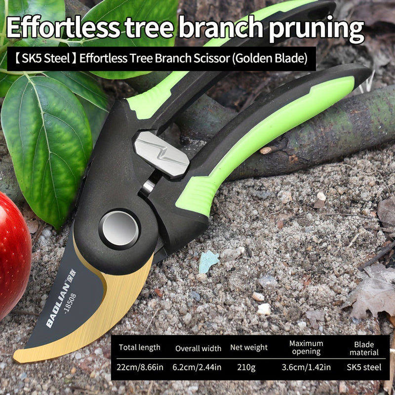 Tijeras de poda de jardín de acero aleado SK5, recubiertas de Teflón, estilo moderno, acero de carbono de alta calidad, corte sin esfuerzo para ramas de árboles, árboles frutales, arreglos florales - No se necesita electricidad