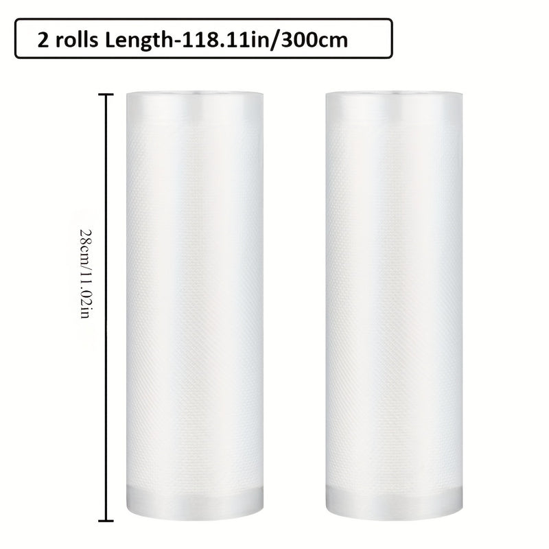 2 Rollos, Bolsas para Sellado al Vacío de Alimentos, Conservación Fresca, Material Grado Alimenticio, Paquete Individual, Uso en Restaurantes y Hogar