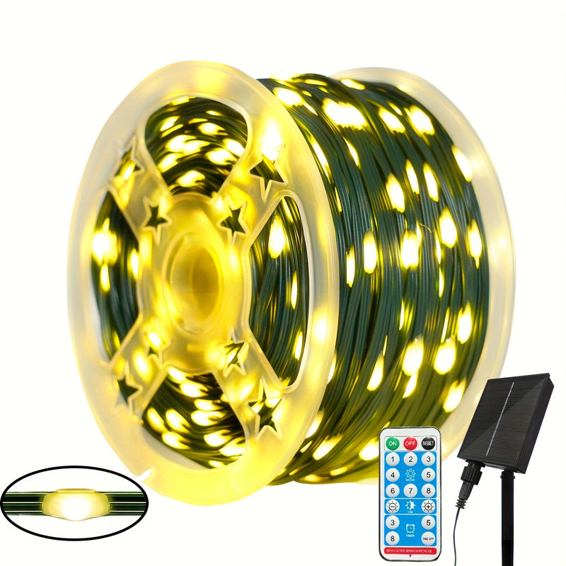 1 Paquete, 400/300 Leds, Luces Navideñas Solares, 8 Modos De Encendido, Tiempo/Dim, IPX4, Tema De Película, Adecuado Para Patio, Jardín, Fiesta, Boda, Compromiso, Decoraciones Navideñas Con Control Remoto
