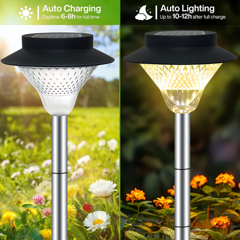 1 pieza de luz solar para exteriores de césped, forma de sombrero, luz de paisaje, acero inoxidable, cálido/blanco 39LED, luz de jardín, luz decorativa solar, adecuada para patio, jardín, patio, sendero, luces de pared, luces de columna, decoración de pa