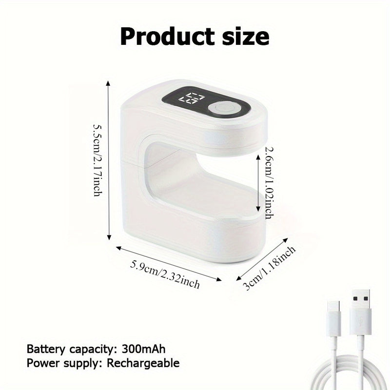 Lámpara de uñas portátil mini con pantalla de visualización digital y carga USB - Lámpara de endurecimiento de esmalte de gel de plástico para uso en casa y salón, batería recargable, blanco/negro, lámpara de uñas para endurecimiento, diseño amigable par