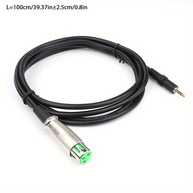 Cable de audio 3.5mm macho a XLR, cable de audio XLR con núcleo de goma verde, cable de audio, cable de micrófono 3.5mm a XLR hembra con conector de aleación de zinc y aluminio, enchufe de 3.5mm chapado en oro de cobre puro. Cable de audio para conectar