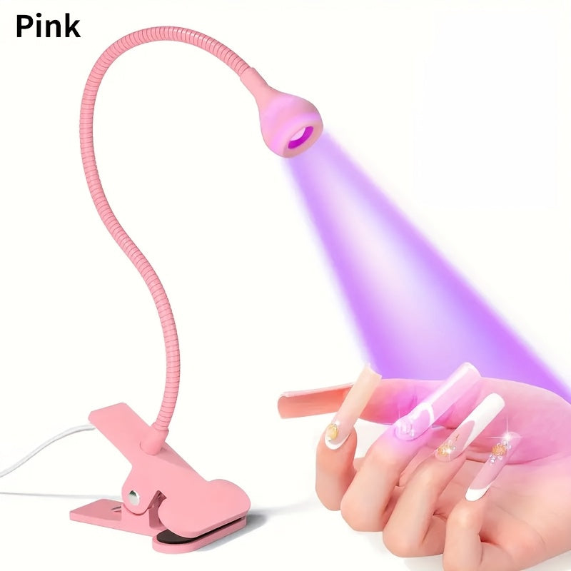 Lámpara de uñas LED alimentada por USB - Luz de curado morada con pinza ajustable, diseño compacto para manicura y pedicura, ideal para arte de uñas y uso en salón, lámpara de uñas para uñas, equipo de salón, herramienta de belleza elegante, lámpara de p