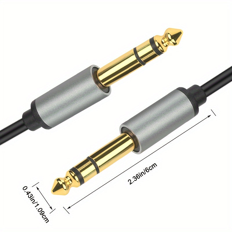 Cable AUX I-ZCLIVE de Alta Fidelidad de 6.35mm Macho a Macho, Carcasa de Aleación de Aluminio Duradera - Diseño Plano para Enrutamiento Fácil, Ideal para Computadoras, Portátiles, DVDs, Amplificadores, Guitarras Eléctricas, Altavoces, Mezcladores, Teclad