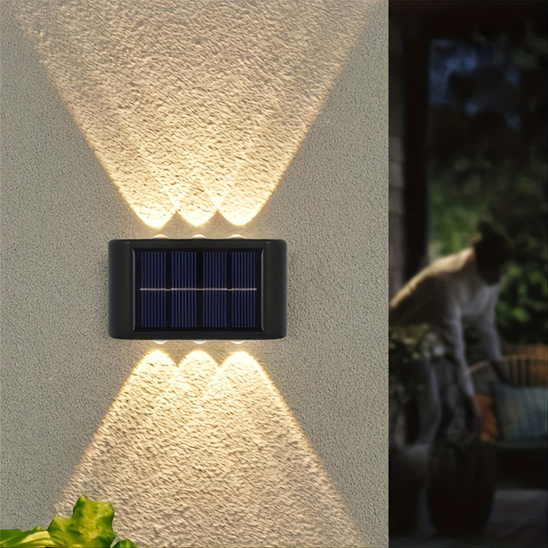 2 luces solares para pared con 6 LED, lámpara decorativa para jardín, exterior y paisajismo