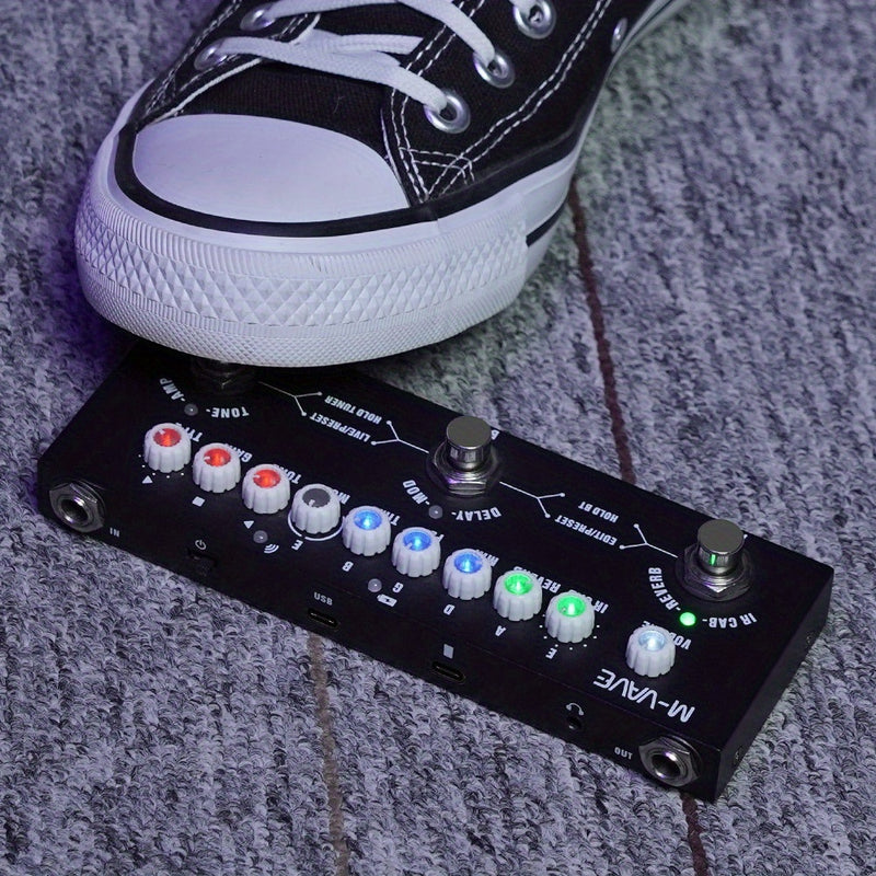 Pedal M-VAVE CUBE-BABY Guitarra Multi-Efectos - Pedalboard Compacto con Simulador de Amplificador Integrado y Gabinetes, sin varillas 5.0, Efectos Delay/Reverb/Distortion/Overdrive, Batería de Polímero de Litio, USB/Alimentación por USB - Ideal para Uso