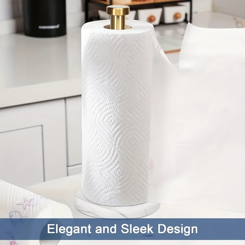 Soporte de toalla de papel de acero inoxidable SUS304 con base de mármol - Soporte de mostrador para rollos estándar o jumbo, impermeable y resistente a la corrosión, accesorio de mostrador de cocina | Accesorio de cocina moderno | Loza de cocina duradera