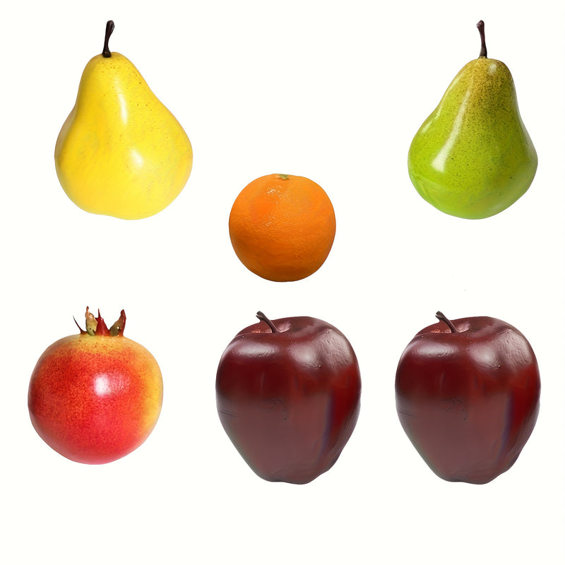Juego de 6 piezas de frutas artificiales de alta simulación (manzana, pera, granada, naranja, limones), decoración para fiestas navideñas, cocina, hogar, modelos de frutas simuladas