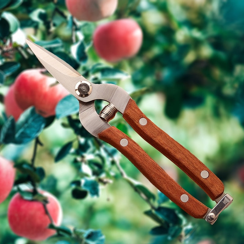 Tijeras de jardín clásicas con acción de resorte automática y cuchillas de acero inoxidable - Manijas ergonómicas para podar sin esfuerzo, injertar y frutificar - Ideales para huertos, jardines y cuidado de césped, podaderas