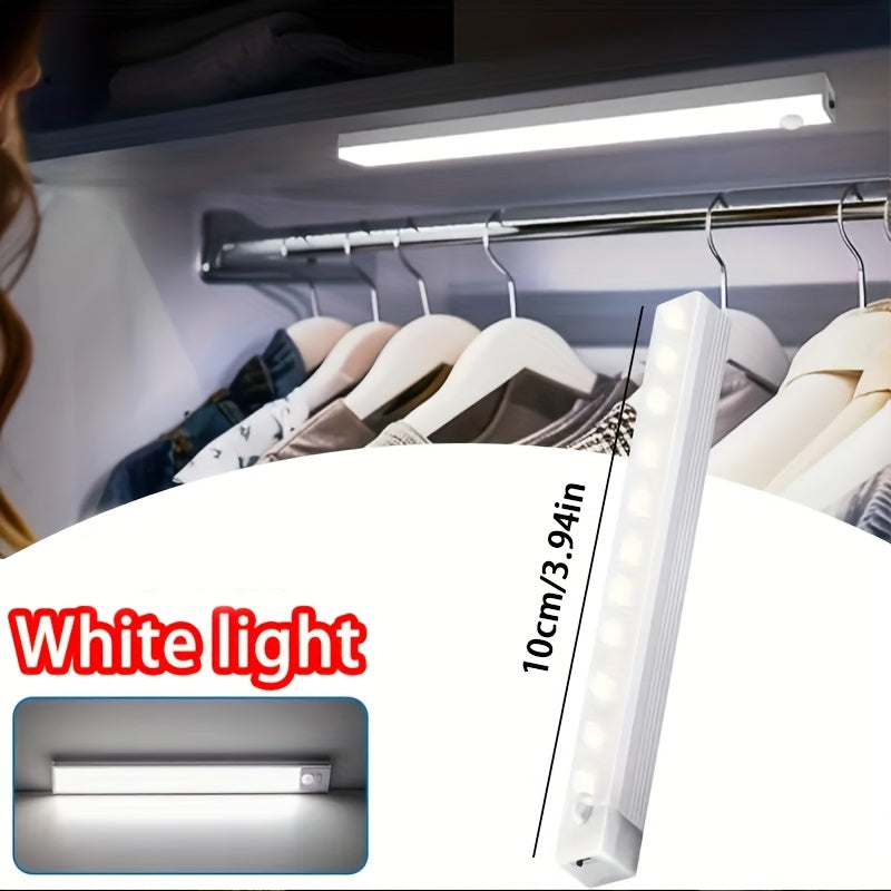 Luces LED con Sensor de Movimiento para Interiores, Luz Nocturna Inalámbrica USB para Armarios, Blanco y Cálido Ajustable 2 Modos, Tamaños 10cm/20cm/30cm - Lámpara Recargable Tipo-C, Instalación Magnética sin Taladrar, Ideal para Escaleras, Armario, Pasi
