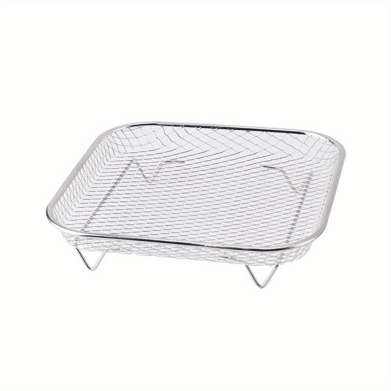 Conjunto de 1 pieza/3 piezas de Accesorios para Freidora de Aire de Acero Inoxidable para Camping al Aire Libre, Rejilla Multifuncional para Microondas, Parrilla Rectangular Duradera Antiadherente, Apilable, Adecuada para Hornear y Asar, Compatible con l