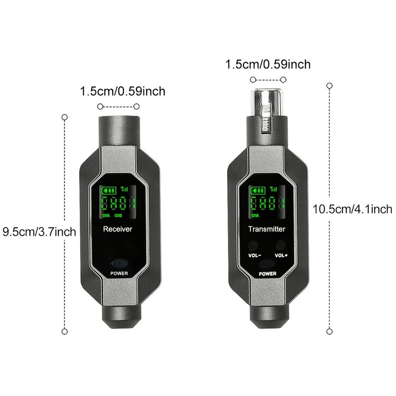 Transmisor y receptor XLR inalámbricos y transmisor y receptor inalámbricos para guitarra, adaptador de micrófono recargable para micrófono dinámico, mezclador de audio, bajo eléctrico.