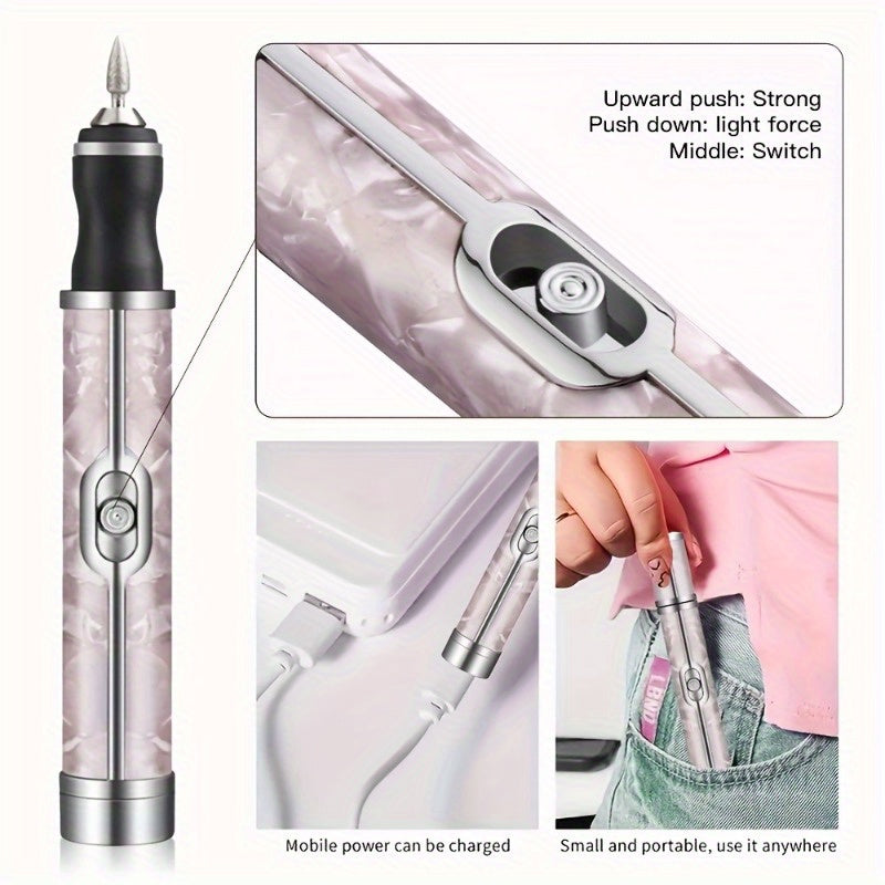 Juego de taladro eléctrico para uñas, pulidor de esmalte, máquina de cuidado de uñas y pies portátil, kit profesional de taladro de uñas para uñas de gel DIY y pulido y eliminación de pedicura, regalo de mujer, regalo de cumpleaños, regalo de Día de la M