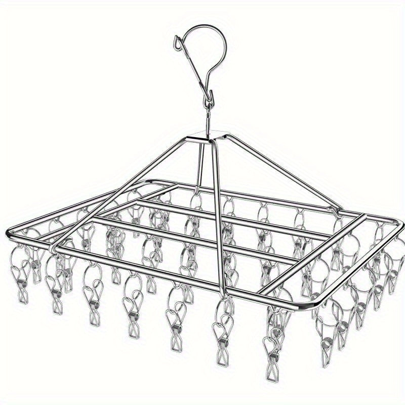 20 Piezas de Ganchos Giratorios para Ropa con Bloqueo Antiviento - Clips Desmontables Resistentes, Diseño Ahorrador de Espacio, Acabado Metálico Elegante, Colgadores Duraderos para Uso en Interiores/Exteriores, Secado de Prendas, Perchas para Ropa