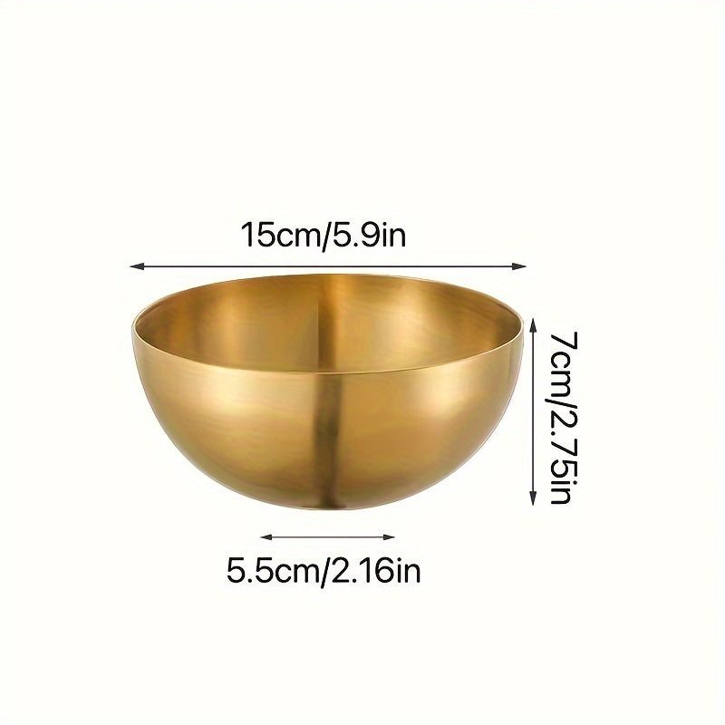 1pieza Tazón de acero inoxidable dorado de 15Cm/20Cm/25Cm - Duradero, resistente a los golpes, tazones multipropósito para ensaladas, postres, arroz, fideos - Ideal para el hogar, fiestas, bodas, festividades (Navidad, Halloween, Pascua, Janucá, Acción d