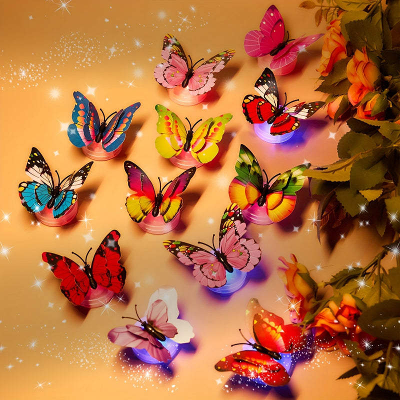 Decoración de pared de mariposa que brilla en la oscuridad con capas dobles y alas adjuntas - Ideal para el hogar, cumpleaños, bodas y decoración de vacaciones, estilos y colores aleatorios, decoraciones de mariposas