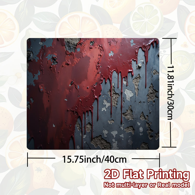 1pc Alfombrilla de Cocina para Halloween - Textura Gótica con Salpicaduras de Sangre Roja y Grietas, Protector para Placa de Cocina, Compatible con Vitrocerámica, Tapete 100% Poliéster Duradero, Fácil de Limpiar, Decoración Espeluznante, Cubierta Antides