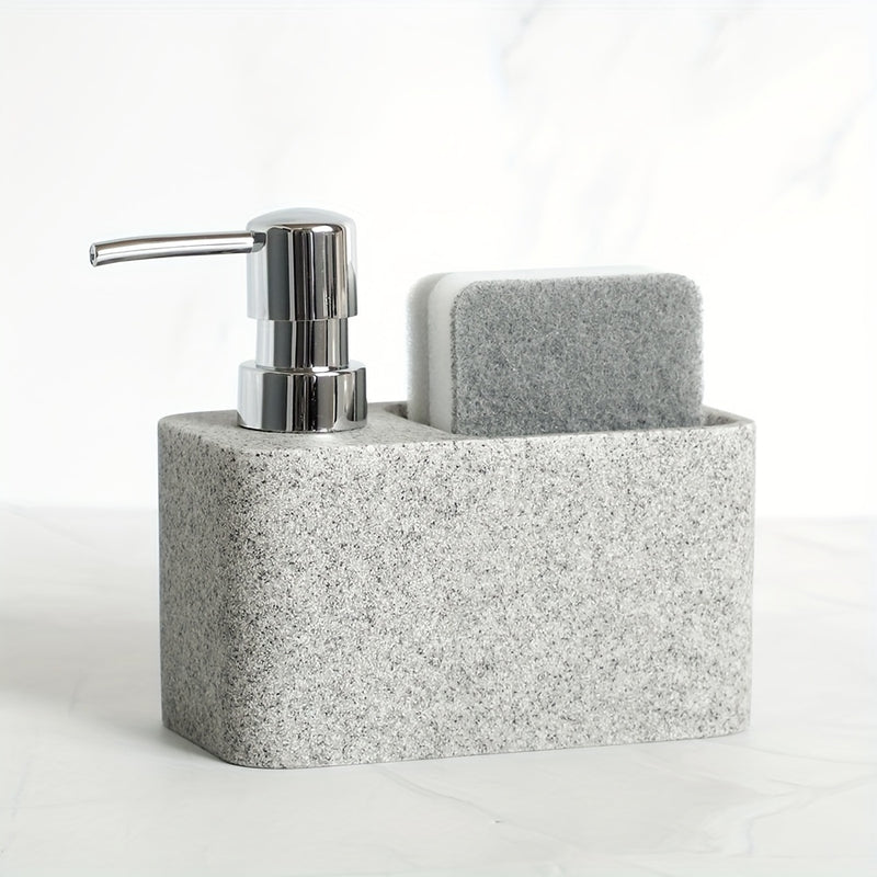Dispensador de jabón con diseño de mármol en blanco y negro y portaesponja, ideal para decorar el baño