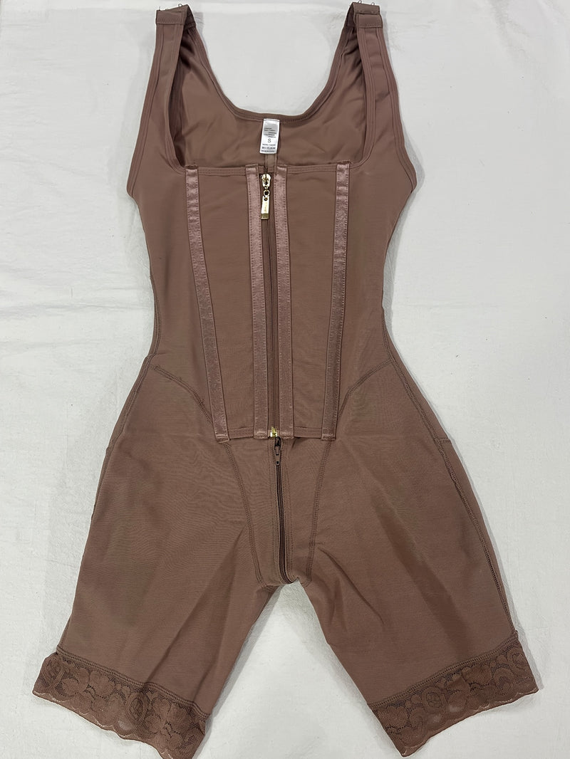 1pc Body Shaper de Cintura Alta con Detalles de Encaje, Cierre de Cremallera, Levanta Glúteos y Soporte para Senos - Elegante Mezcla de Nylon/Elastano, Ropa Interior Controladora de Abdomen