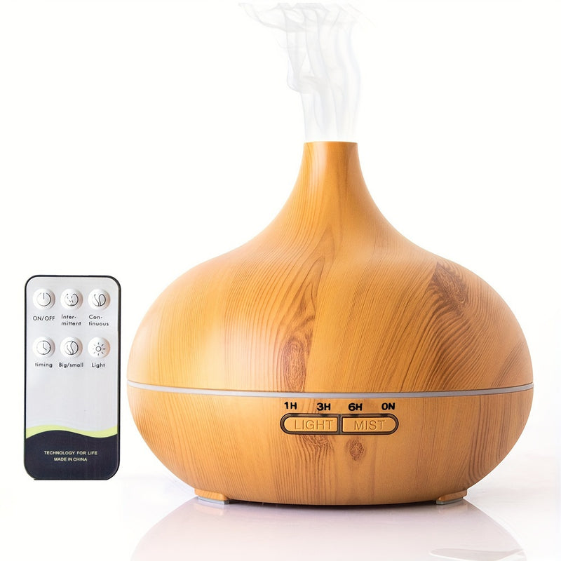 Difusor de aceites esenciales de 550 ml, difusor para el hogar con control remoto, tecnología de ondas sonoras 5 en 1, apagado automático, 4 configuraciones de tiempo, 7 luces LED para dormitorio, oficina o casa