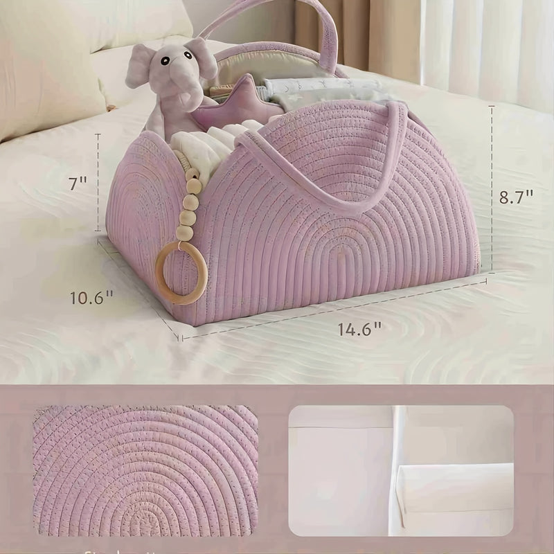 Una gran caja de almacenamiento para duchas para niños y niñas, adecuada para almacenar pañales, perfecta para cochecitos, mesas de cambio y regalos para coche, en rosa claro.