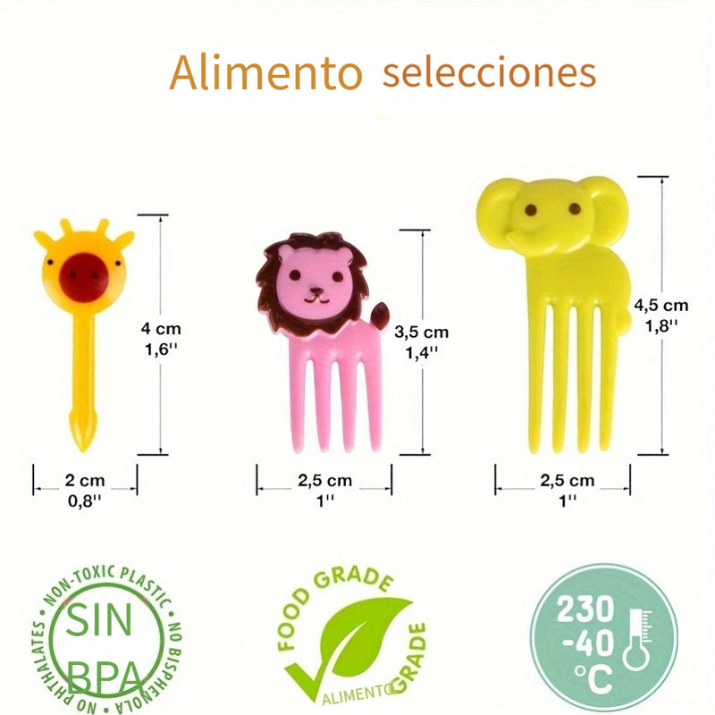 Juego de 36 piezas para decorar bento, tenedores mini de postre con diseño de animales, material plástico, para lonchera bento, regalo para fiestas