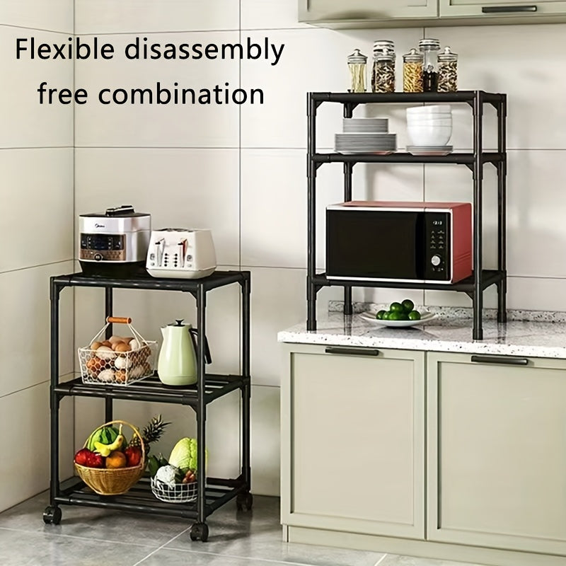 Carro de almacenamiento metálico ajustable de 6 niveles con ruedas y ganchos - Organizador multifuncional para cocina, dormitorio, baño y habitación de lavandería - Diseño que ahorra espacio para almacenar botellas de especias, utensilios, etc. | Estilo