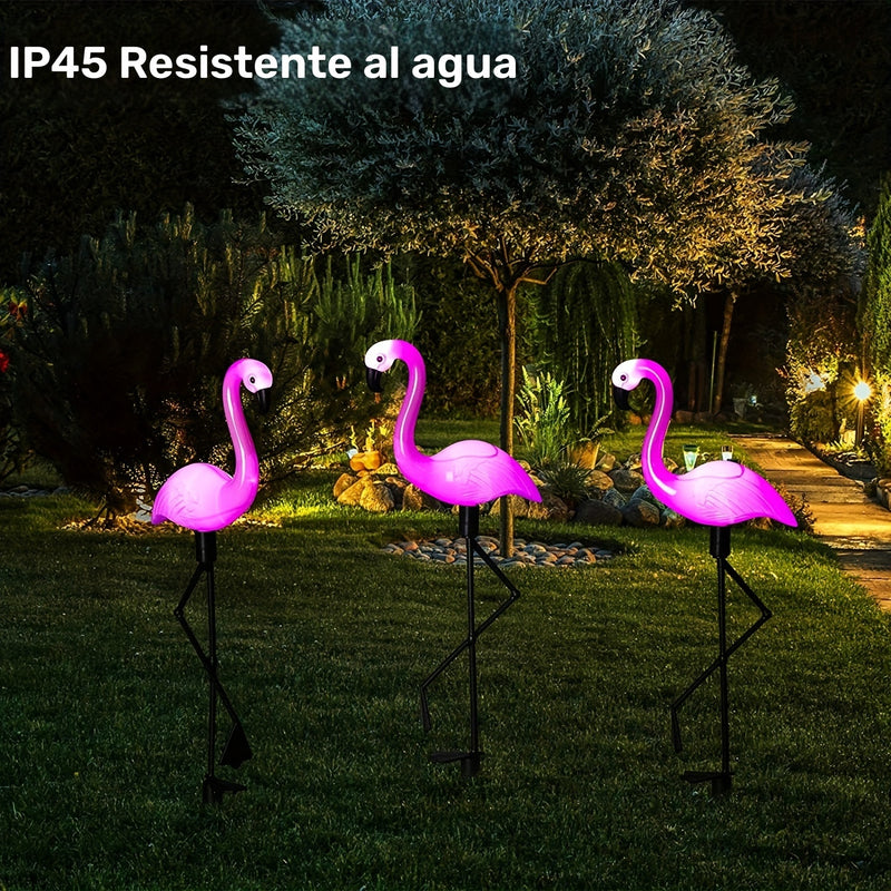 LCHPMY 1 pieza/2 piezas/4 piezas/3 piezas/2 juegos de luces LED solares con forma de flamenco, control táctil, batería recargable de níquel, decoración exterior de plástico con temática animal para jardín, césped, patio, estanque, patio trasero, Hallowee