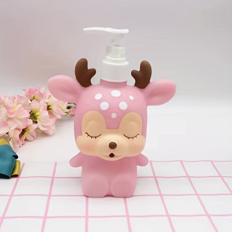 Botella dispensadora de bomba de dibujos animados, plástico, independiente, no eléctrica, para guardería, niños, ducha de baño.