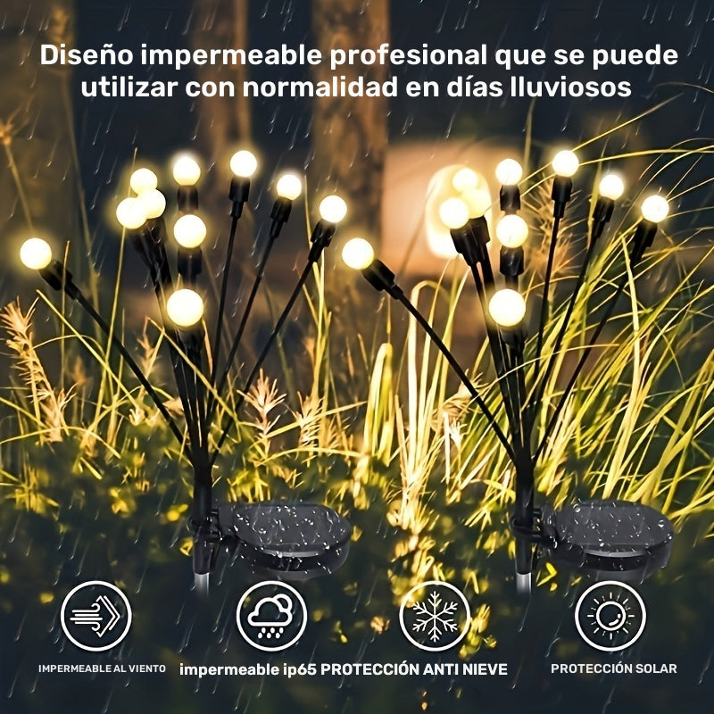 1 pza./2pza.s 8 luces solares, luces de luciérnagas solares, para camino de jardín al aire libre, césped, decoración, para decoración de Halloween Navidad Año Nuevo Ramadán