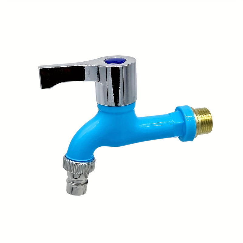 1pc Grifo de Agua Fría de Plástico Duradero con Mangos Cromados - Disponible en Negro, Azul, Verde, Blanco, Rojo, Naranja - Ideal para Uso Doméstico